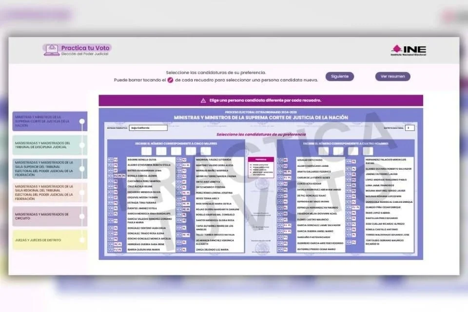 Lanza INE ‘practica tu voto’ para elección judicial